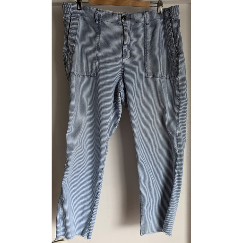 Gap Womens Striped Pants Size 16 Blue White Cotton Straight Casual Trousers